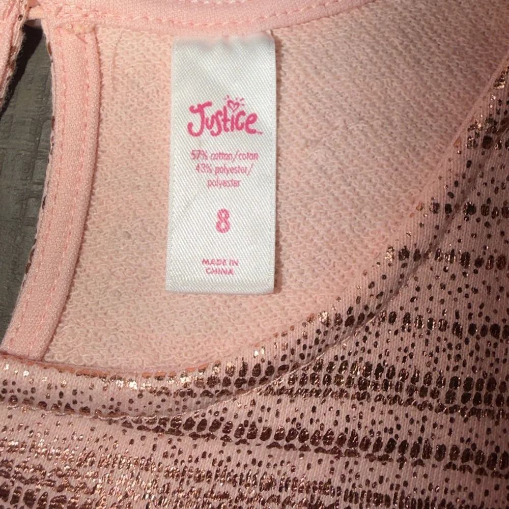 Girls size 8 Justice Shimmering Pink Striped Dress, fantasy, princess, dress up‎